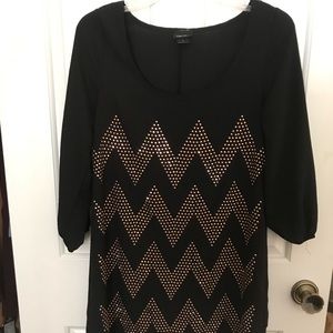black dress with gold